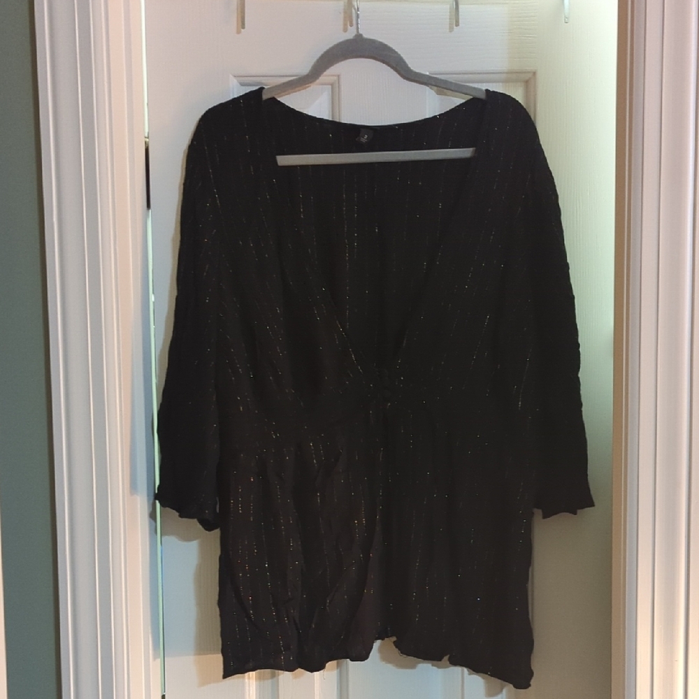 Torrid Black and Gold Striped Cardigan